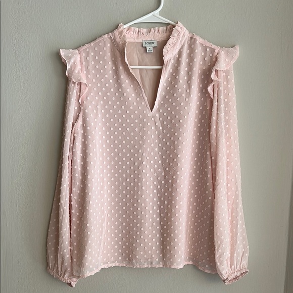 J. Crew Pink Ruffled Flutter Sleeve Blouse - Picture 1 of 5